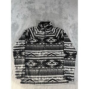 Eddie Bauer Aztec Fleece Quarter Zip Sweater Womens Medium Western Cozy Pullover